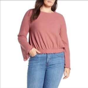 Madewell Texture & Thread Smocked Bell Sleeve Top